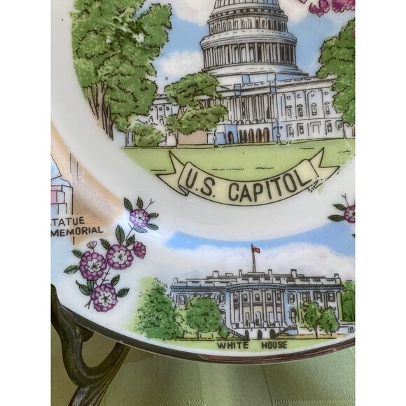 1980s US Capitol Washington DC Decor Souvenir Plate 7.5 inches Silberne Product - Picture 10 of 14